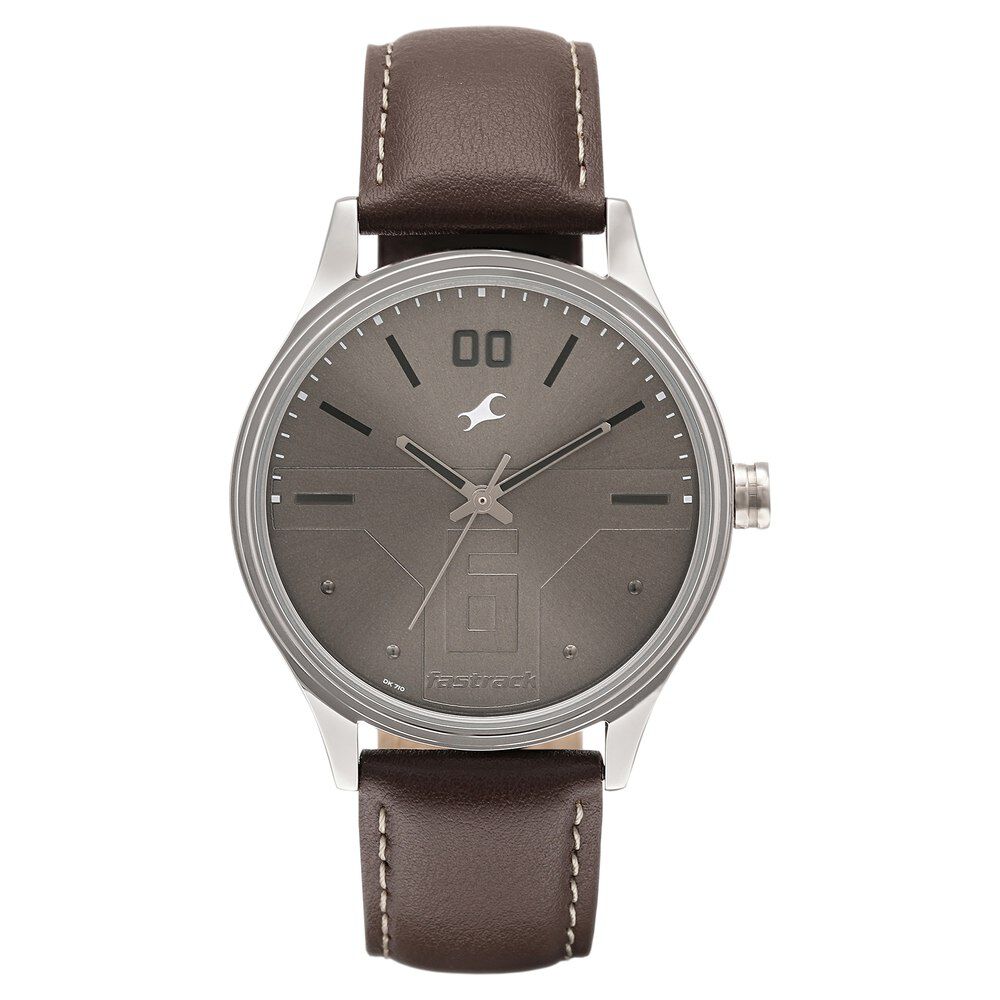 Fastrack Bare Basics Quartz Analog Brown Dial Leather Strap Watch for Guys NS3247SL01