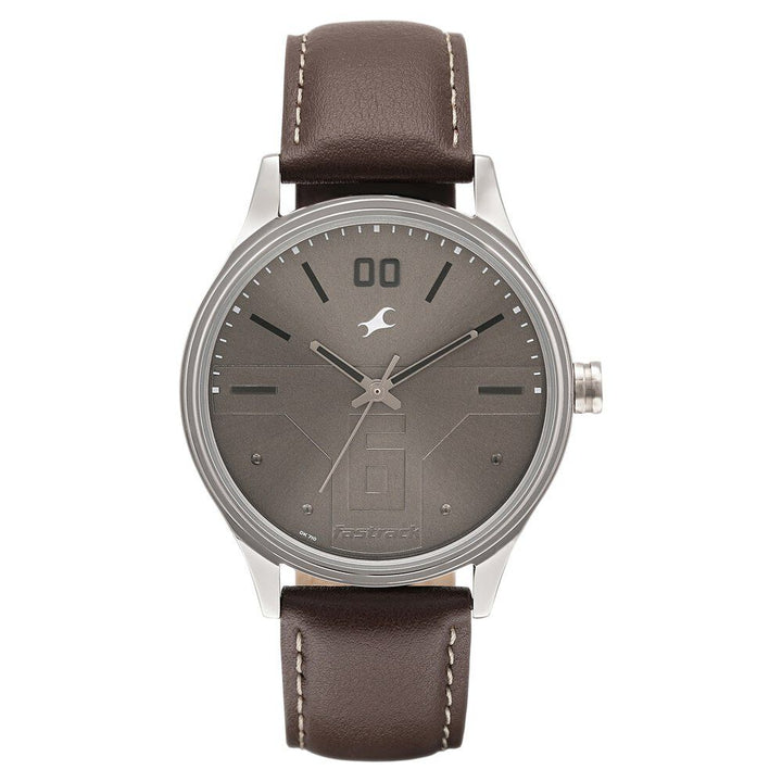 Fastrack Bare Basics Quartz Analog Brown Dial Leather Strap Watch for Guys NS3247SL01