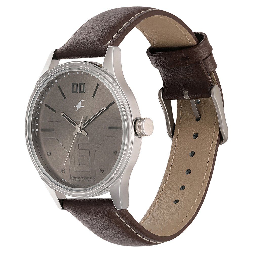 Fastrack Bare Basics Quartz Analog Brown Dial Leather Strap Watch for Guys NS3247SL01