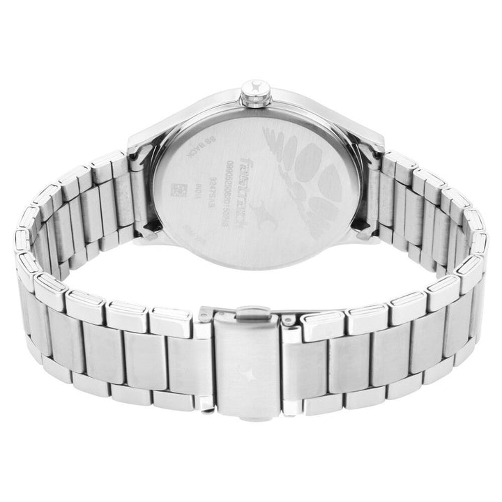 Fastrack Bare Basics Quartz Analog Blue Dial Stainless Steel Strap Watch for Guys NS3247SM01