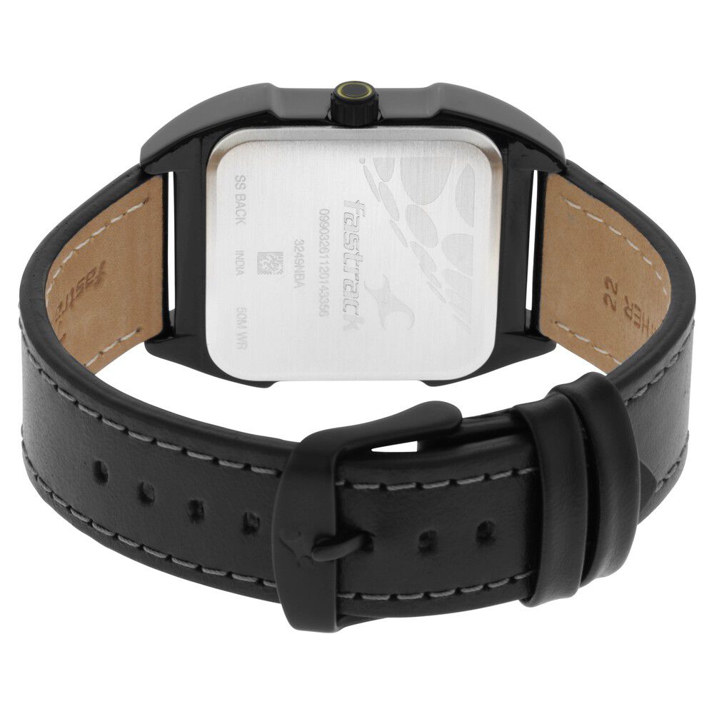 Fastrack Gamify Quartz Analog with Day and Date Black Dial Leather Strap Watch for Guys NS3249NL01