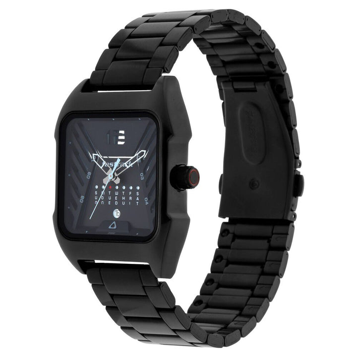 Fastrack Gamify Quartz Analog with Day and Date Black Dial Metal Strap Watch for Guys NS3249NM01