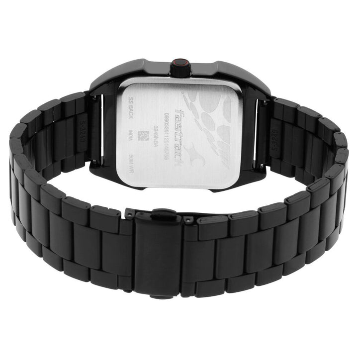 Fastrack Gamify Quartz Analog with Day and Date Black Dial Metal Strap Watch for Guys NS3249NM01