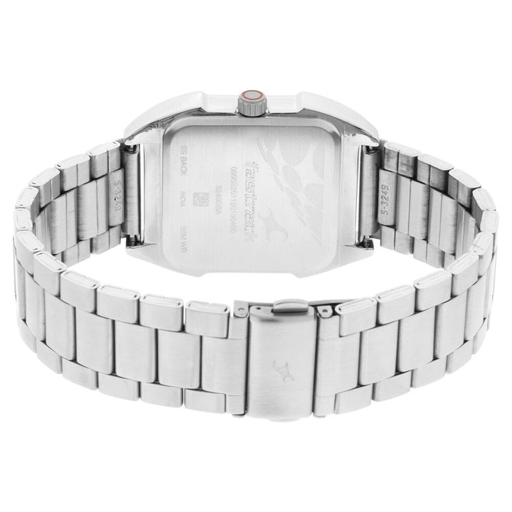 Fastrack Gamify Quartz Analog with Day and Date Black Dial Metal Strap Watch for Guys NS3249SM01