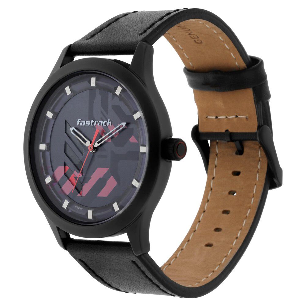 Fastrack Gamify Quartz Analog Grey Dial Leather Strap Watch for Guys NS3250NL01