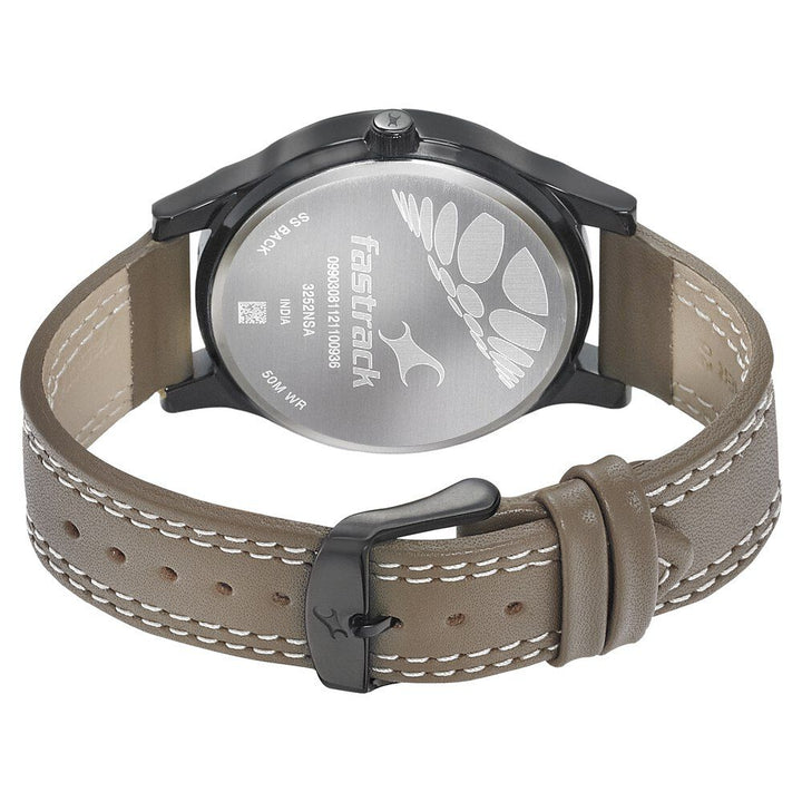 Fastrack Dial It Up Quartz Multifunction Beige Dial Leather Strap Watch for Guys NS3252NL01