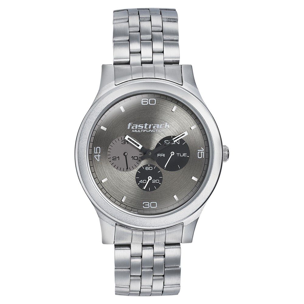 Fastrack Dial It Up Quartz Multifunction Grey Dial Stainless Steel Strap Watch for Guys 3252SM01