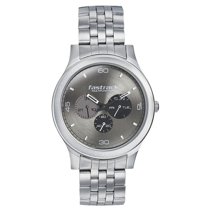 Fastrack Dial It Up Quartz Multifunction Grey Dial Stainless Steel Strap Watch for Guys 3252SM01