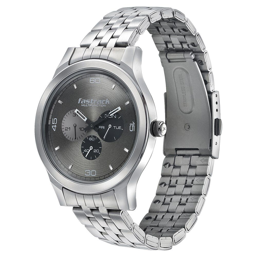 Fastrack Dial It Up Quartz Multifunction Grey Dial Stainless Steel Strap Watch for Guys 3252SM01
