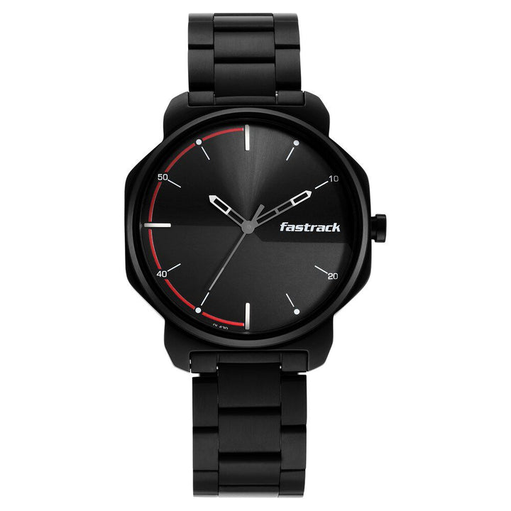 Fastrack Stunners Quartz Analog Black Dial Metal Strap Watch for Guys NS3254NM01
