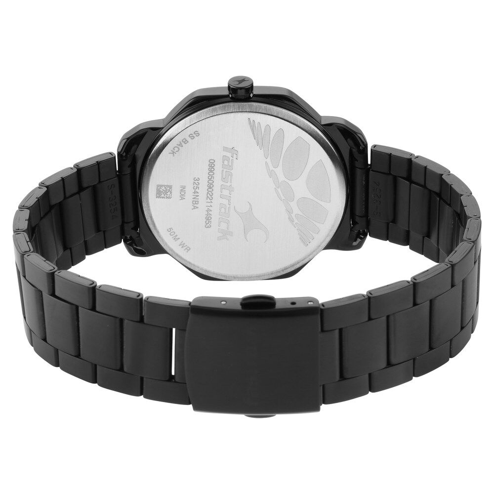 Fastrack Stunners Quartz Analog Black Dial Metal Strap Watch for Guys NS3254NM01