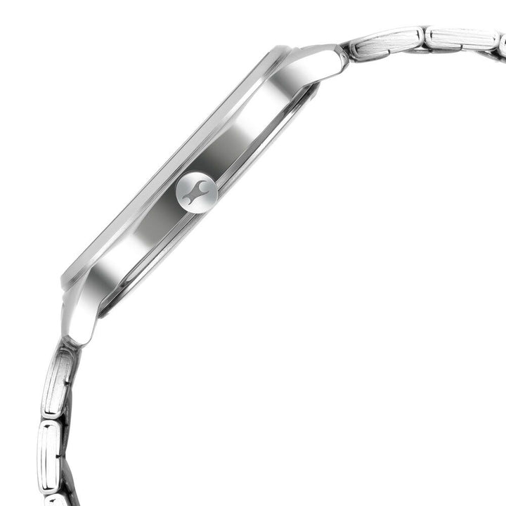 Fastrack Stunners Quartz Analog Silver Dial Metal Strap Watch for Guys NS3254SM01