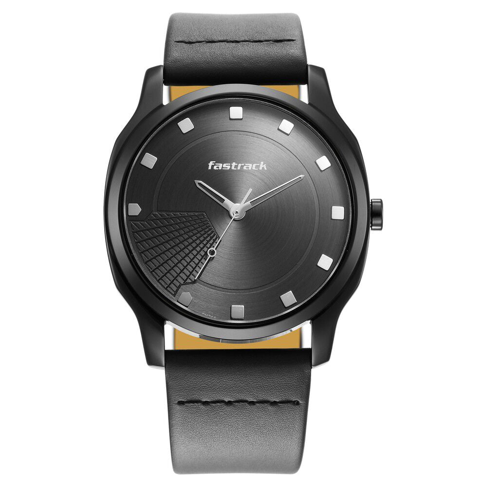 Fastrack Stunners Quartz Analog Anthracite Dial Leather Strap Watch for Guys NS3255NL01