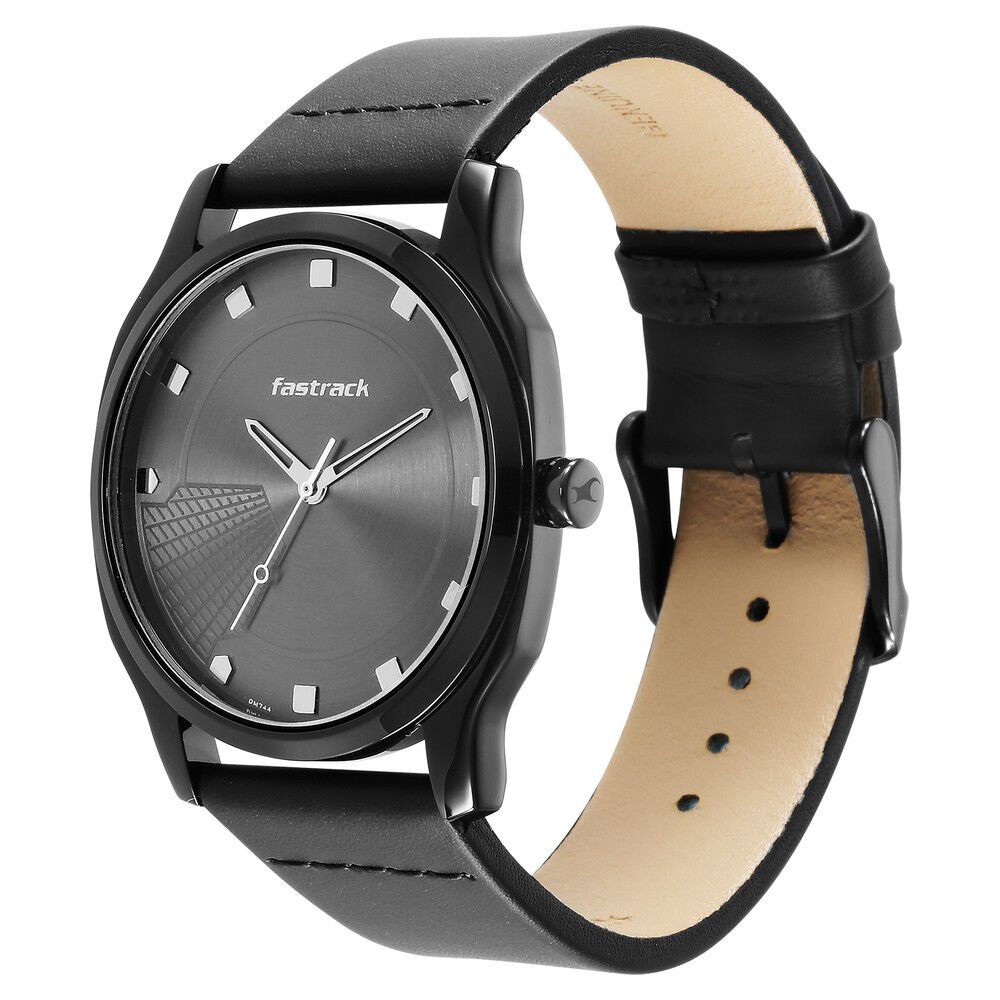Fastrack Stunners Quartz Analog Anthracite Dial Leather Strap Watch for Guys NS3255NL01