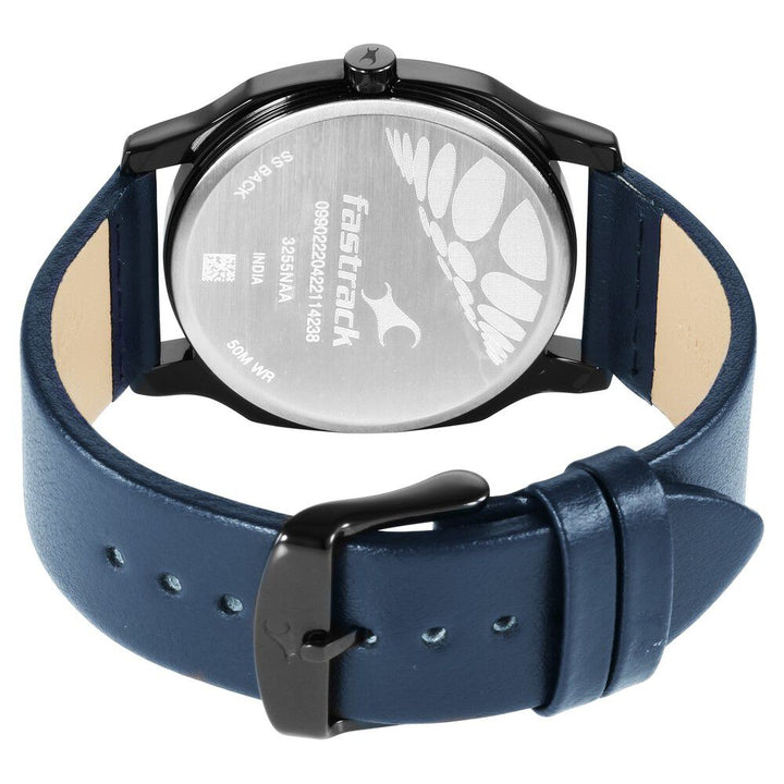 Fastrack Stunners Quartz Analog Blue Dial Leather Strap Watch for Guys NS3255NL03
