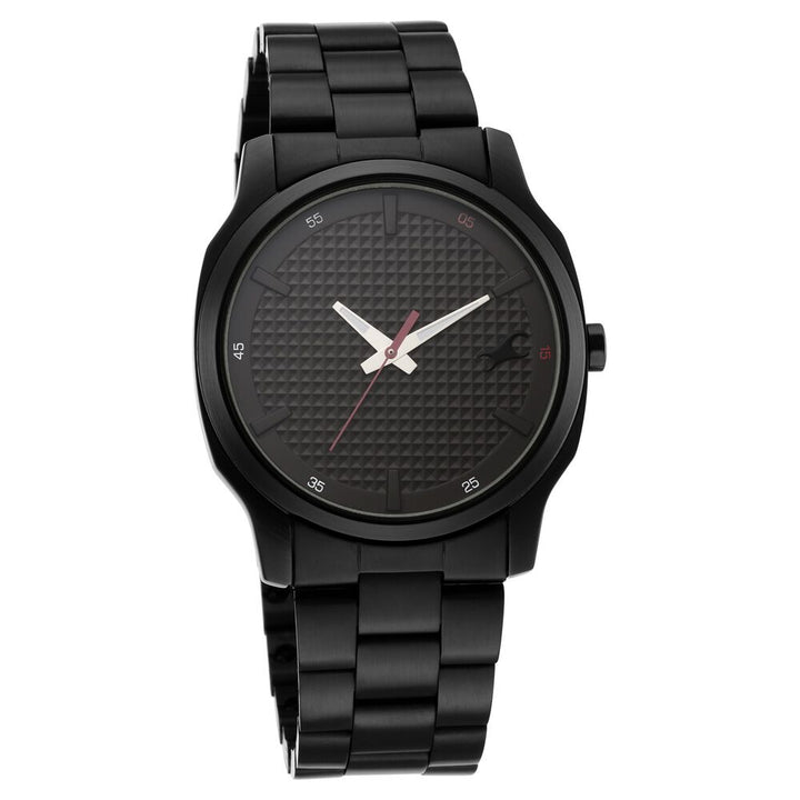 Fastrack Stunners Quartz Analog Black Dial Metal Strap Watch for Guys NR3255NM01