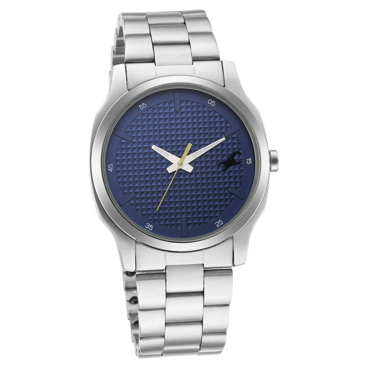 Fastrack Stunners Quartz Analog Blue Dial Metal Strap Watch for Guys NR3255SM01