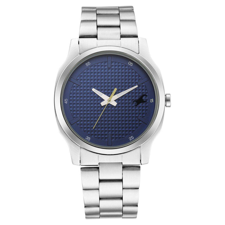 Fastrack Stunners Quartz Analog Blue Dial Metal Strap Watch for Guys NR3255SM01