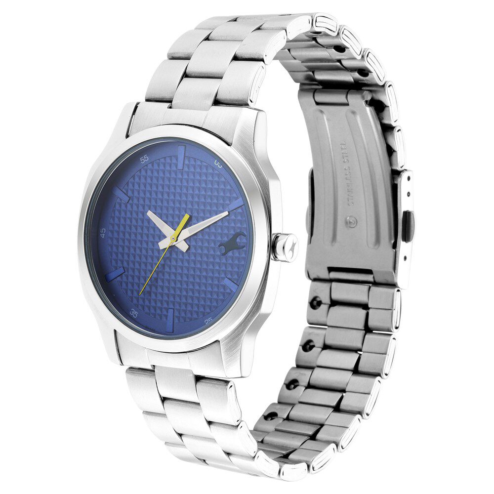 Fastrack Stunners Quartz Analog Blue Dial Metal Strap Watch for Guys NR3255SM01