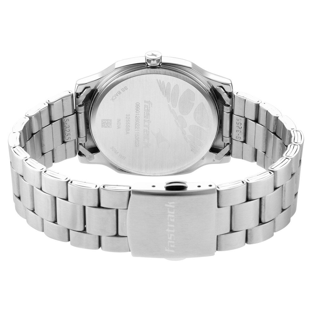 Fastrack Stunners Quartz Analog Blue Dial Metal Strap Watch for Guys NR3255SM01