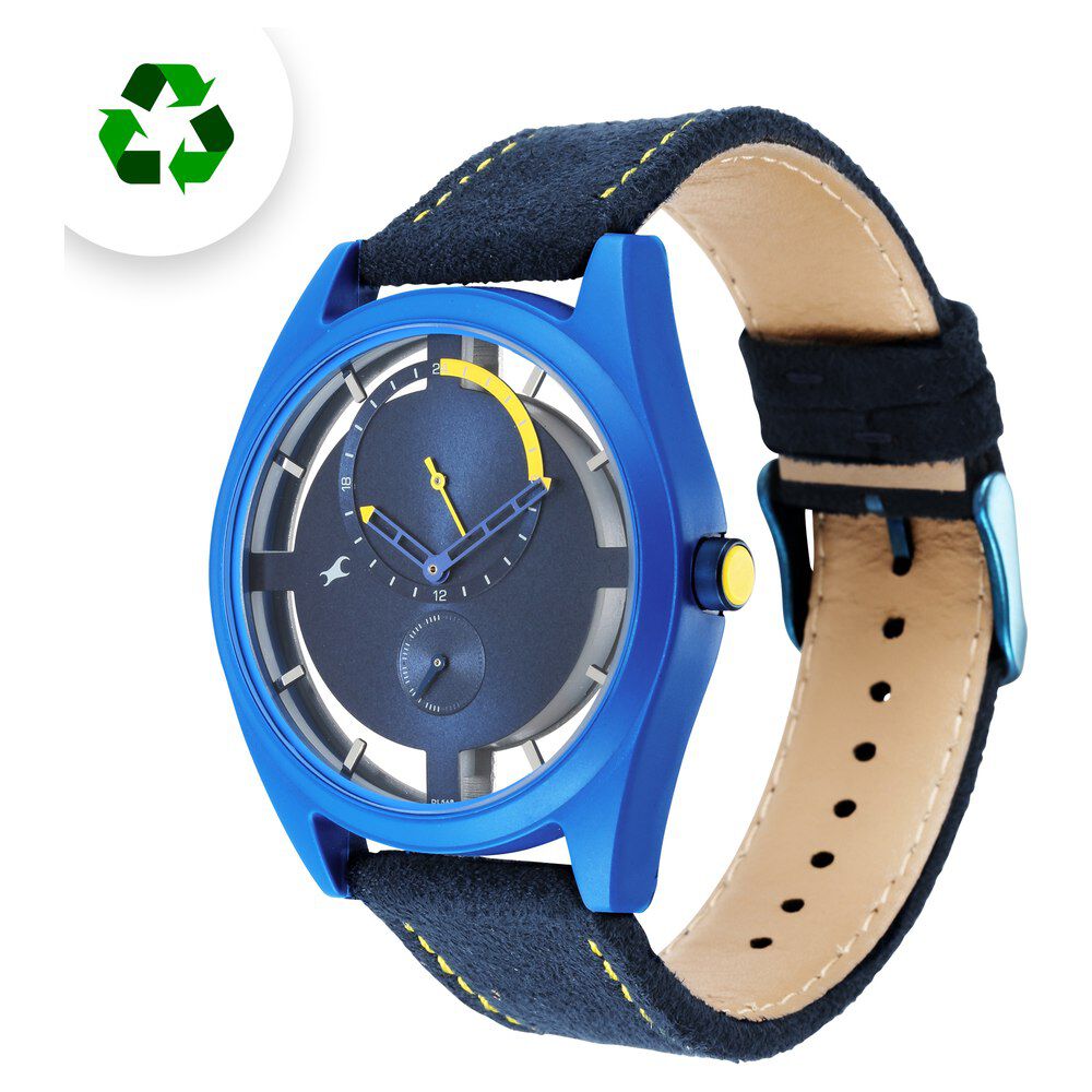 Fastrack Revibe Quartz Multifunction Blue Dial Fabric Strap Watch for Guys 3256PF01