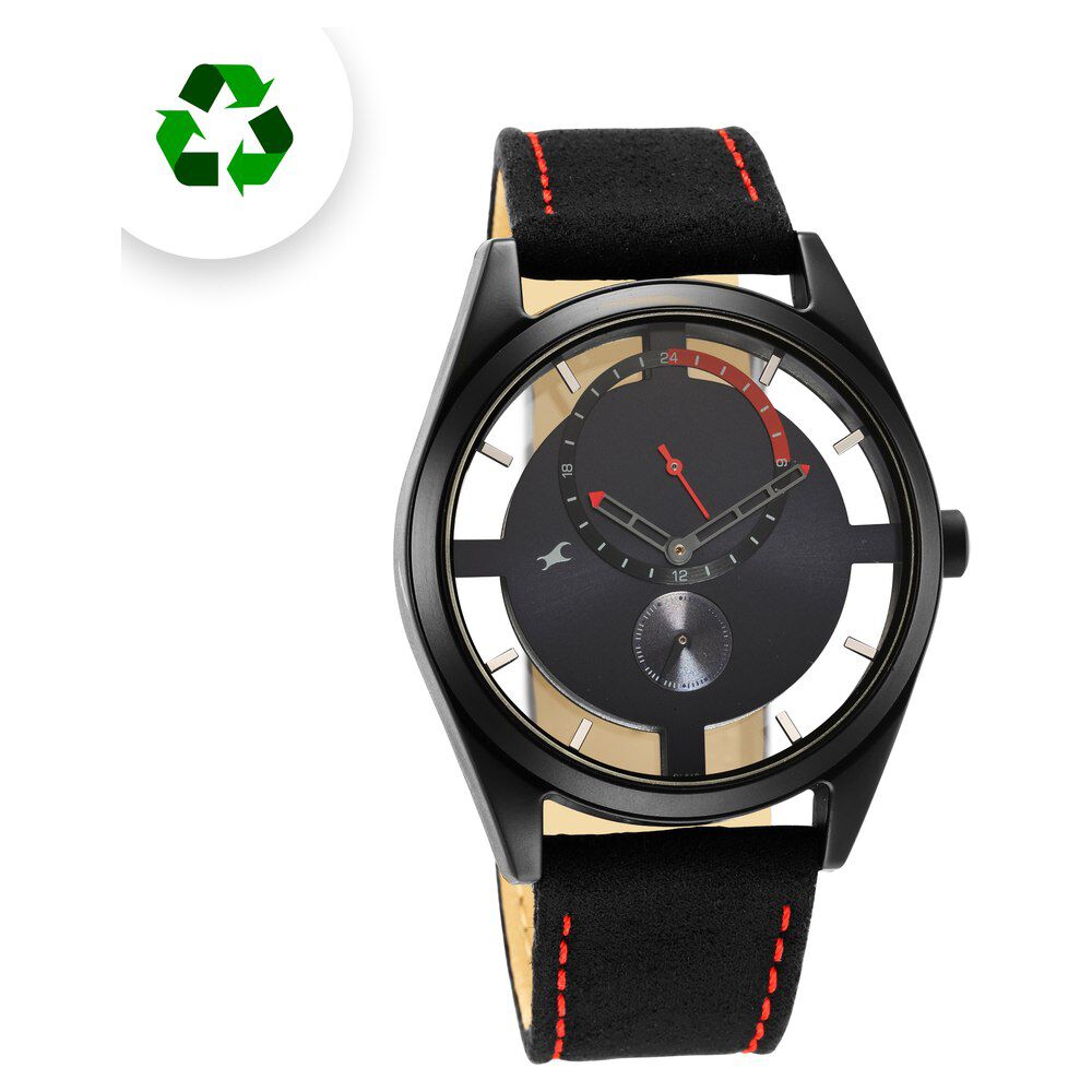 Fastrack Revibe Quartz Multifunction Black Dial Fabric Strap Watch for Guys 3256PF02