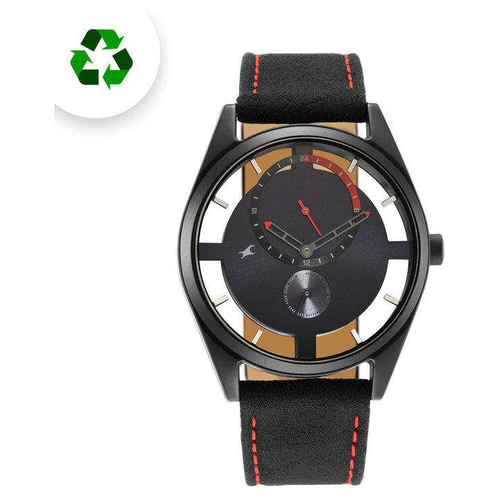 Fastrack Revibe Quartz Multifunction Black Dial Fabric Strap Watch for Guys 3256PF02