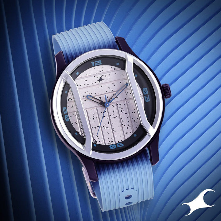 Fastrack Urban Bounce Quartz Analog Grey Dial Silicone Strap Watch for Guys 3265PP02