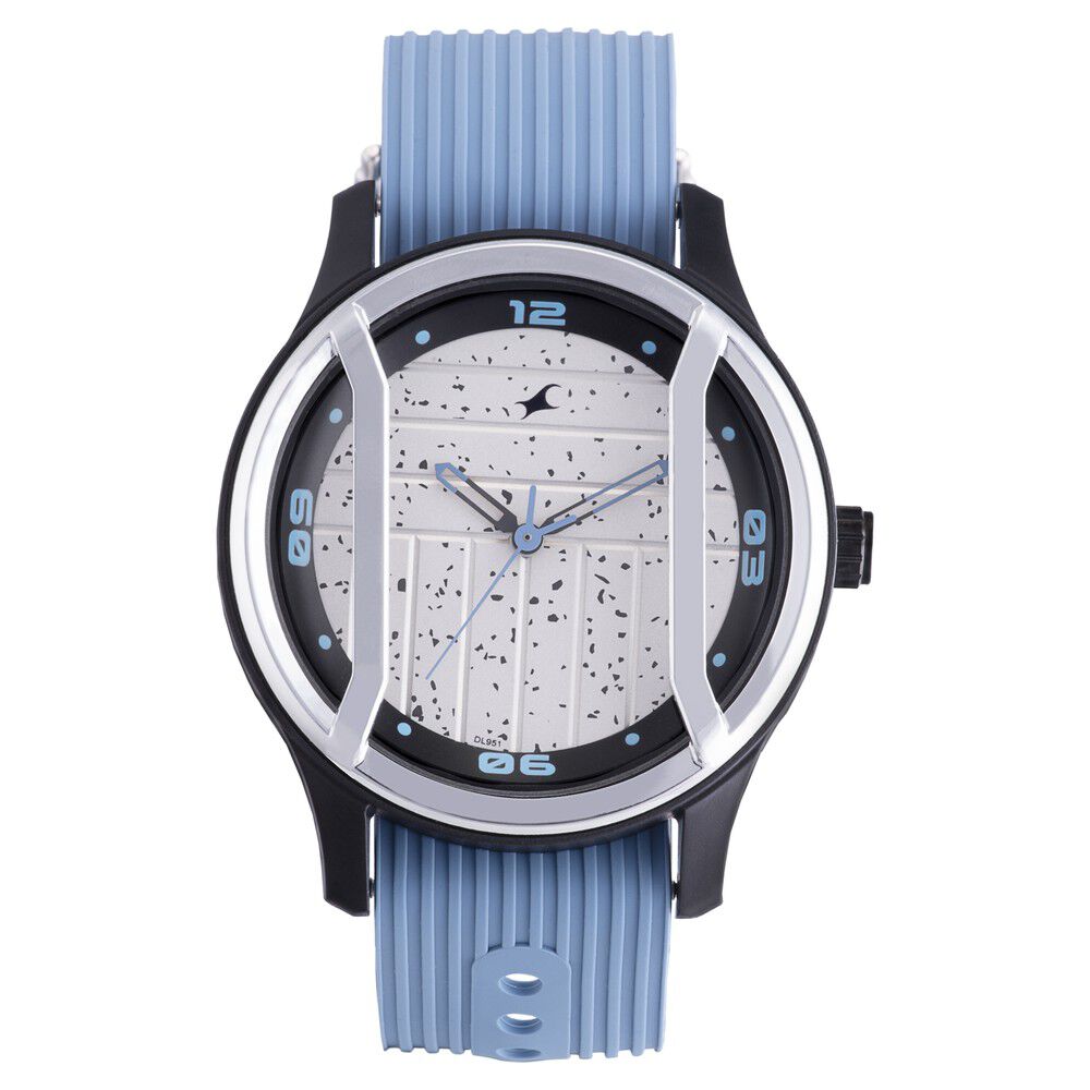 Fastrack Urban Bounce Quartz Analog Grey Dial Silicone Strap Watch for Guys 3265PP02