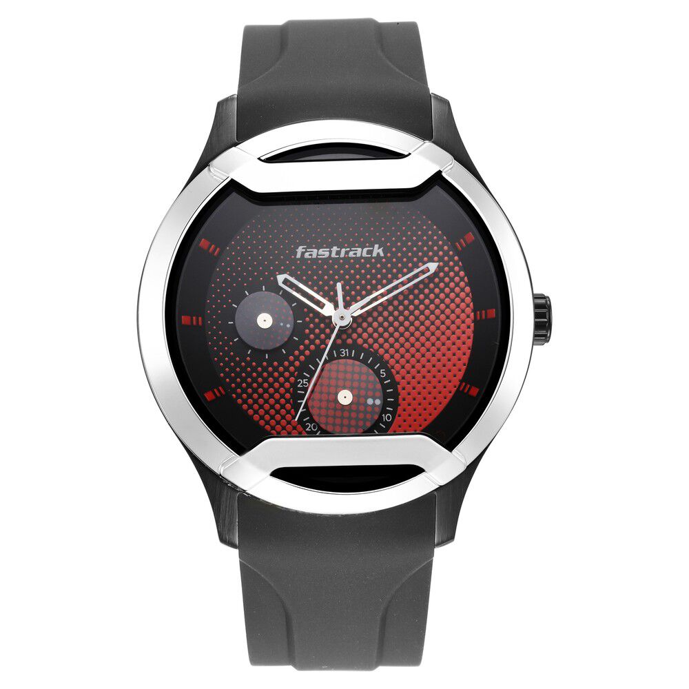 Fastrack Urban Bounce Quartz Analog Black Dial Silicone Strap Watch for Guys 3268KP01