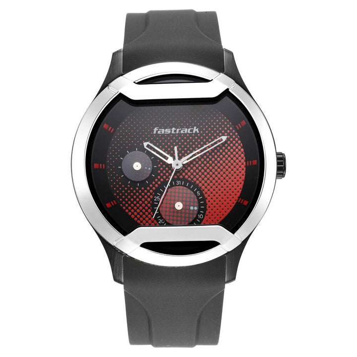 Fastrack Urban Bounce Quartz Analog Black Dial Silicone Strap Watch for Guys 3268KP01