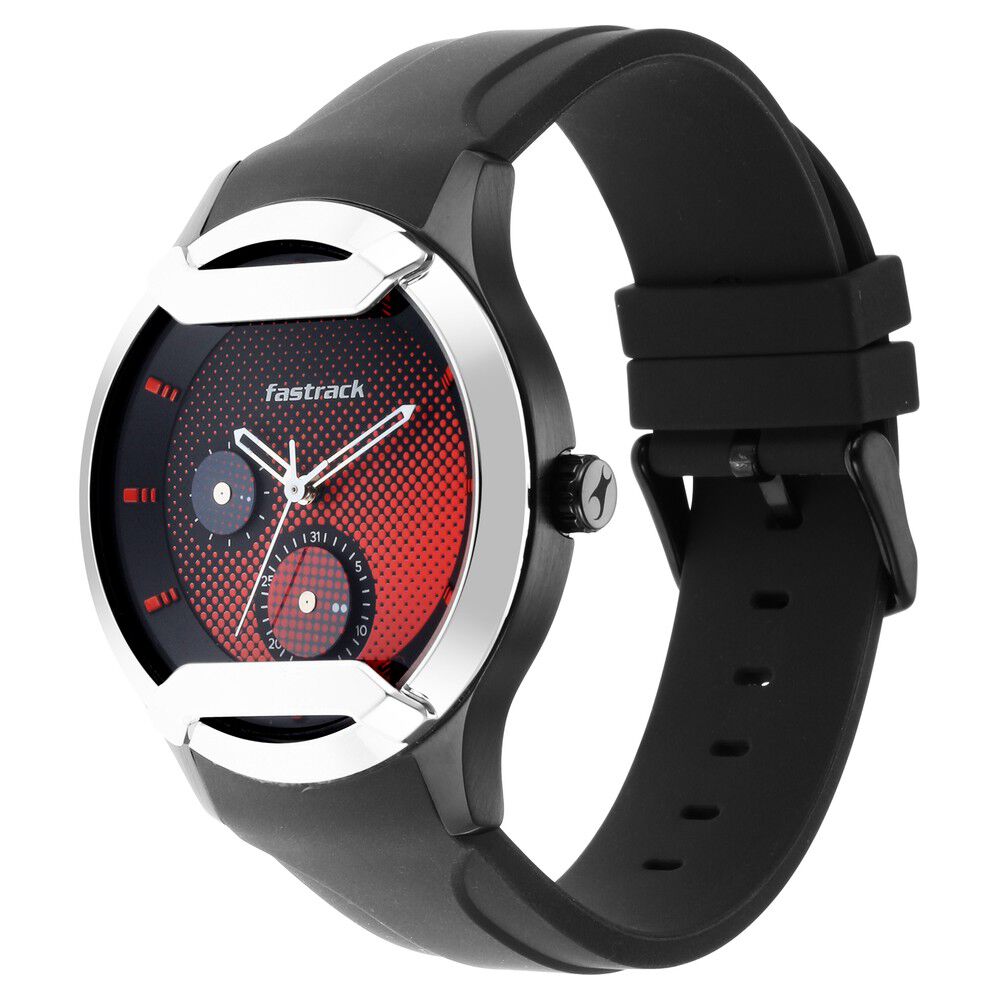 Fastrack Urban Bounce Quartz Analog Black Dial Silicone Strap Watch for Guys 3268KP01