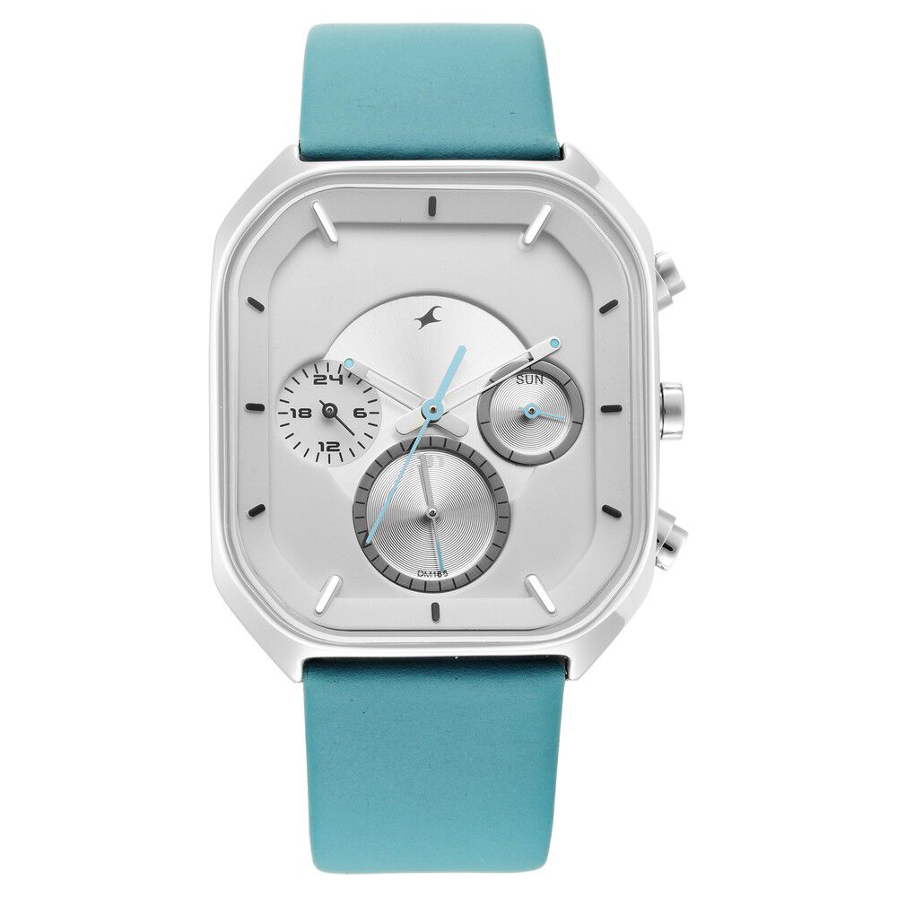 Fastrack After Dark Quartz Analog with Date White Dial Leather Strap Watch for Guys NS3270SL02