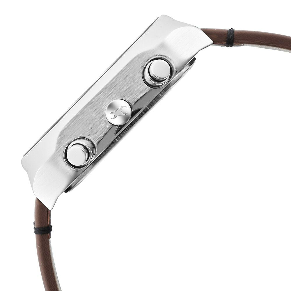 Fastrack Fleek Quartz Multifunction Grey Dial Leather Strap Watch For Guys 3270SL04