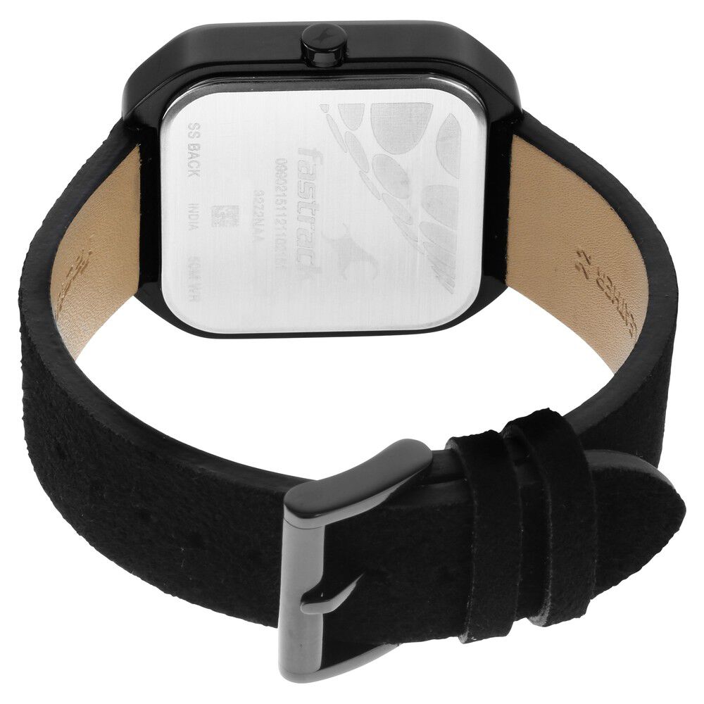 Fastrack After Dark Black Dial Leather Strap Watch for Guys NS3272NL01