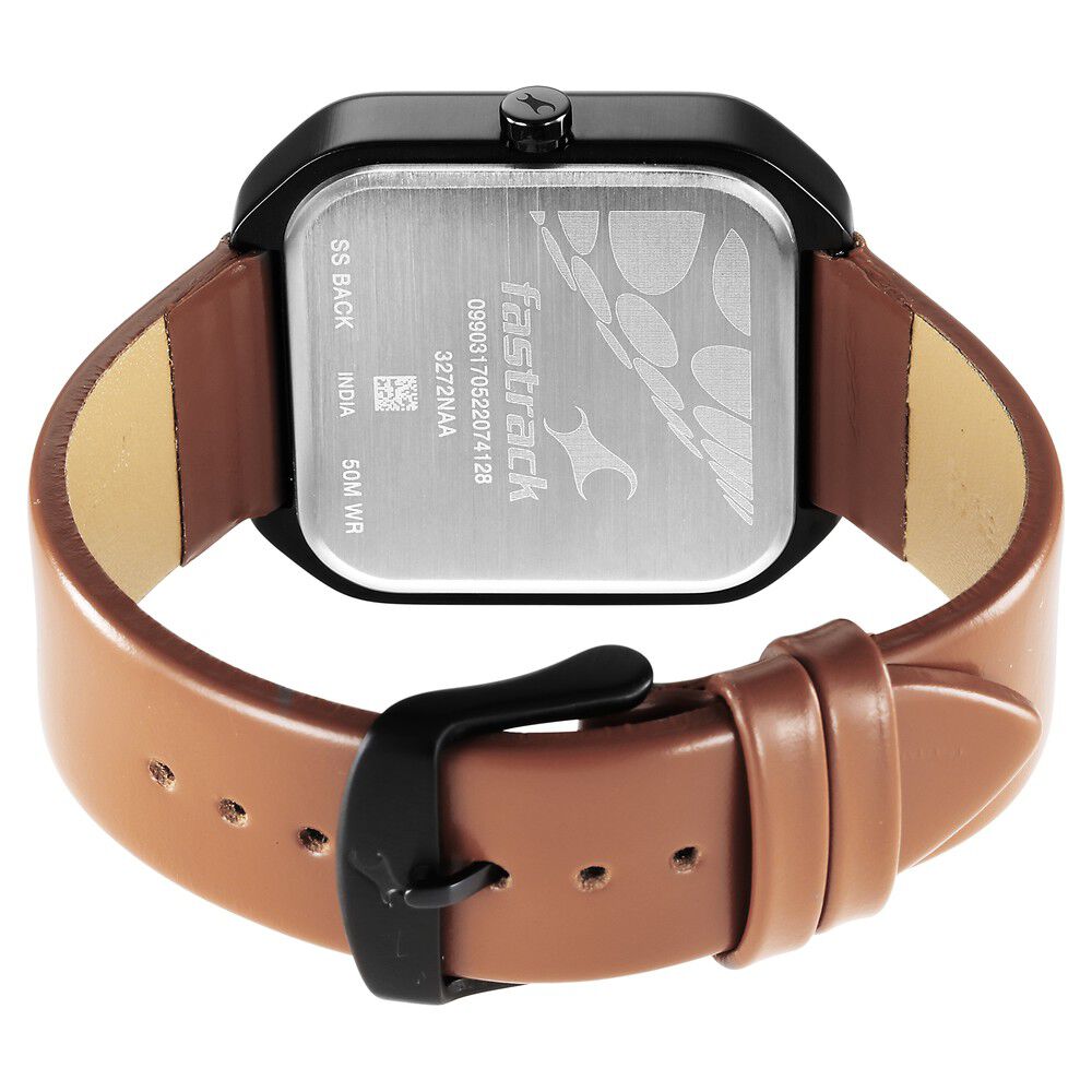 Fastrack After Dark Grey Dial Leather Strap Watch for Guys NS3272NL02