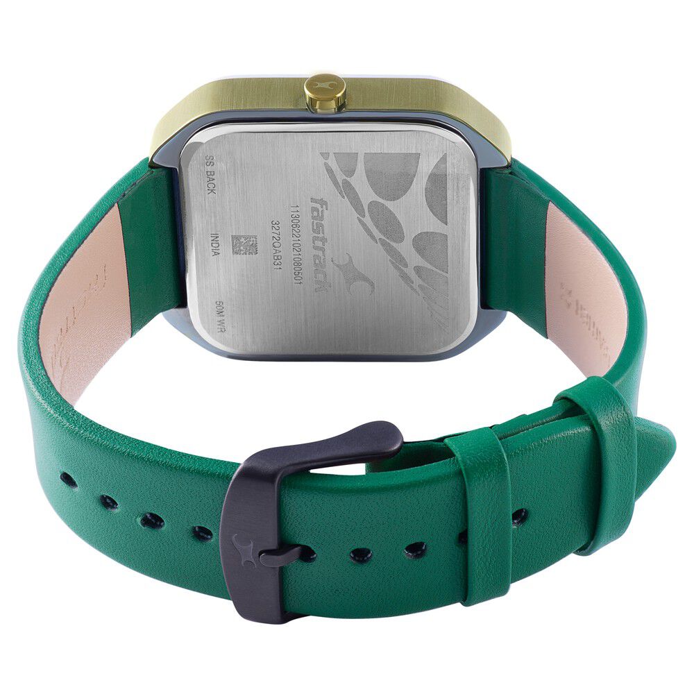 Fastrack After Dark Quartz Analog Green Dial Leather Strap Watch for Guys NR3272QL01