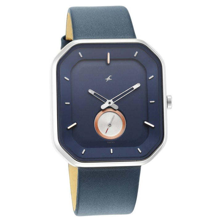 Fastrack After Dark Blue Dial Leather Strap Watch for Guys NS3272SL01