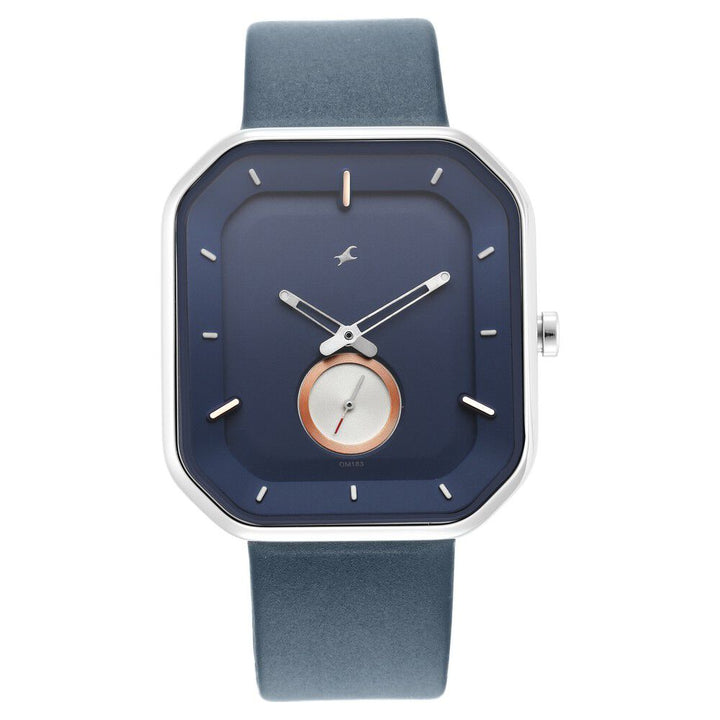 Fastrack After Dark Blue Dial Leather Strap Watch for Guys NS3272SL01