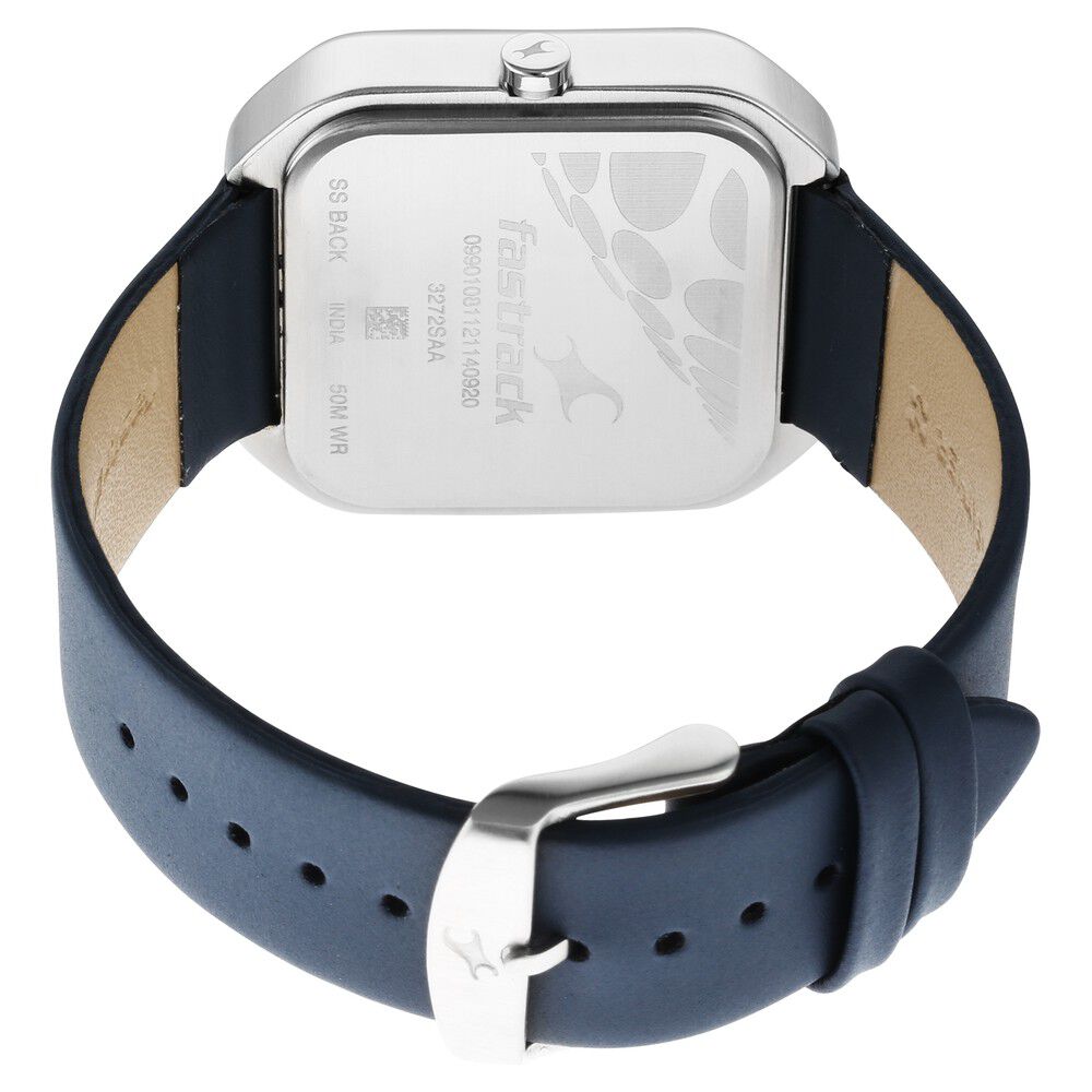 Fastrack After Dark Blue Dial Leather Strap Watch for Guys NS3272SL01