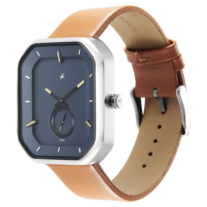 Fastrack After Dark Blue Dial Leather Strap Watch for Guys NS3272SL03