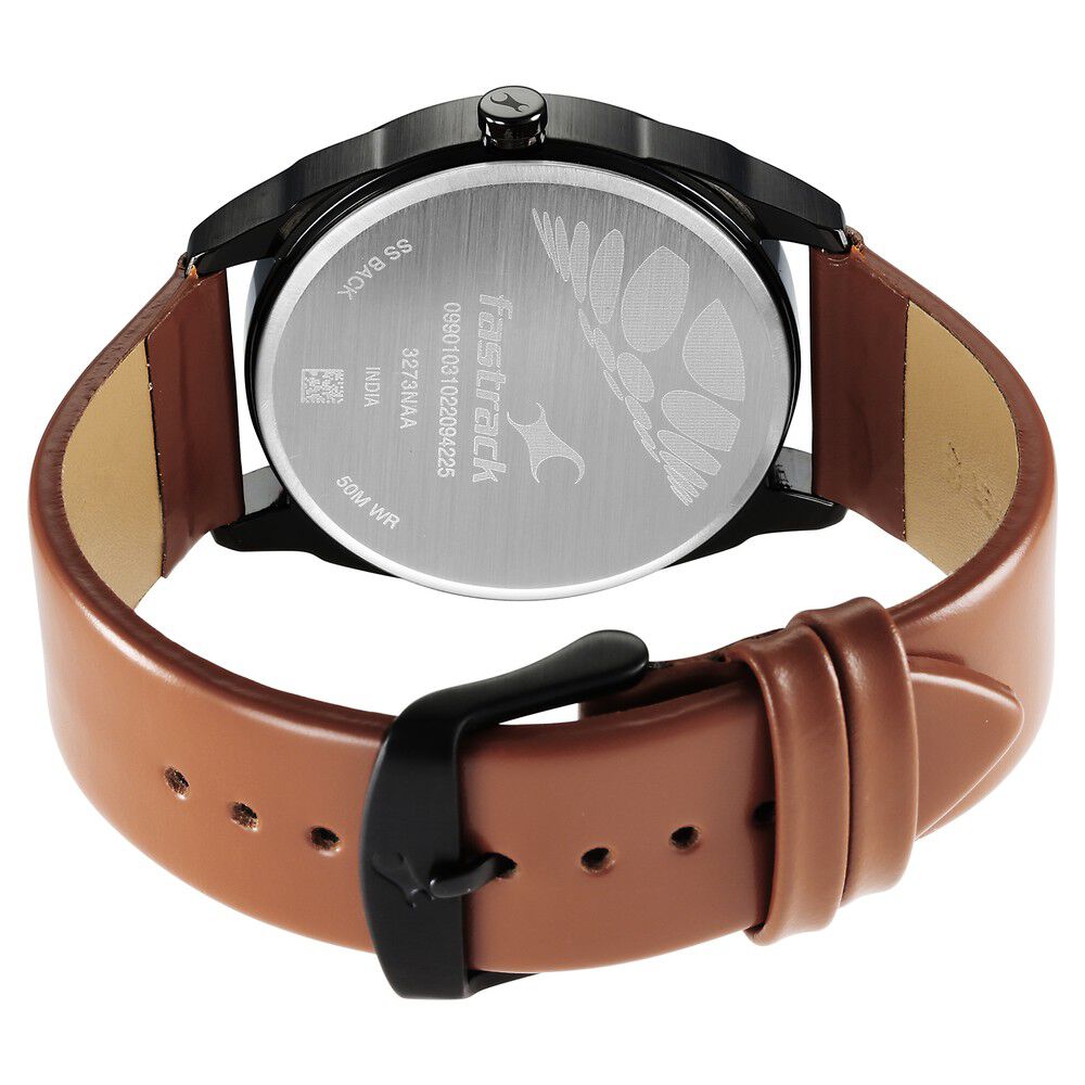 Fastrack After Dark Blue Dial Leather Strap Watch for Guys NS3273NL02