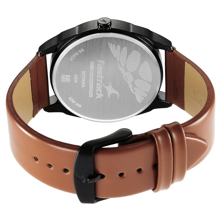 Fastrack After Dark Blue Dial Leather Strap Watch for Guys NS3273NL02