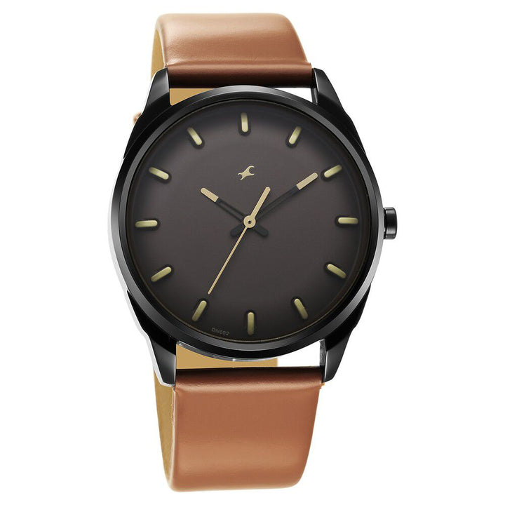 Fastrack After Dark Brown Dial Leather Strap Watch for Guys NS3273NL03