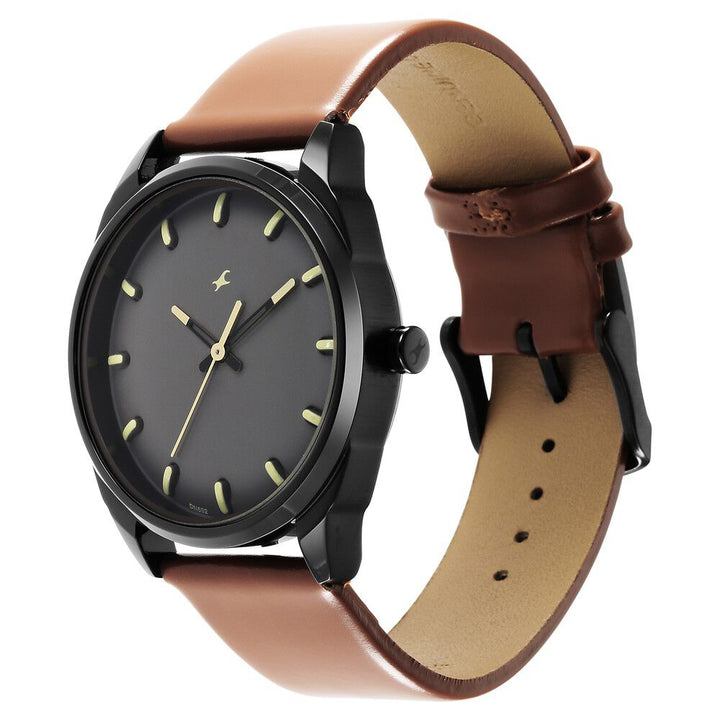 Fastrack After Dark Brown Dial Leather Strap Watch for Guys NS3273NL03