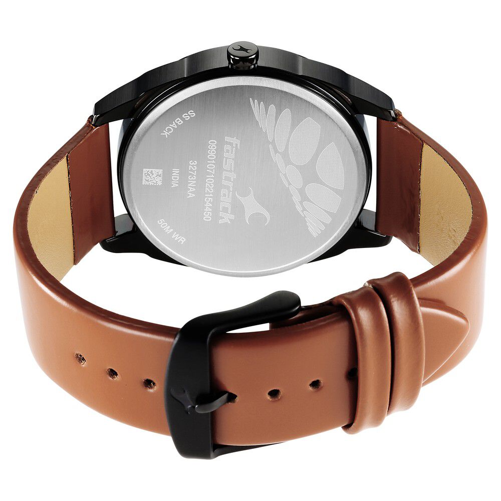 Fastrack After Dark Brown Dial Leather Strap Watch for Guys NS3273NL03