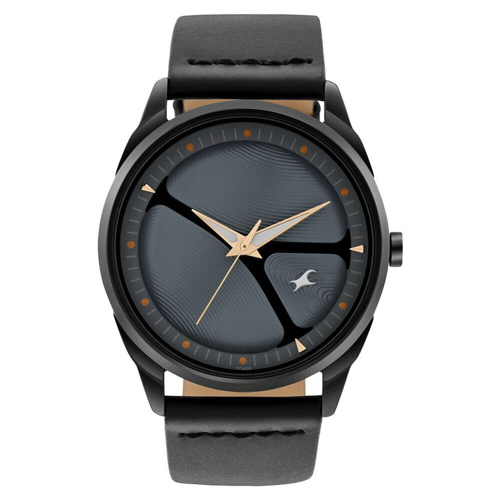 Fastrack MetaWe Quartz Analog Grey Dial Leather Strap Watch For Guys 3273NL04