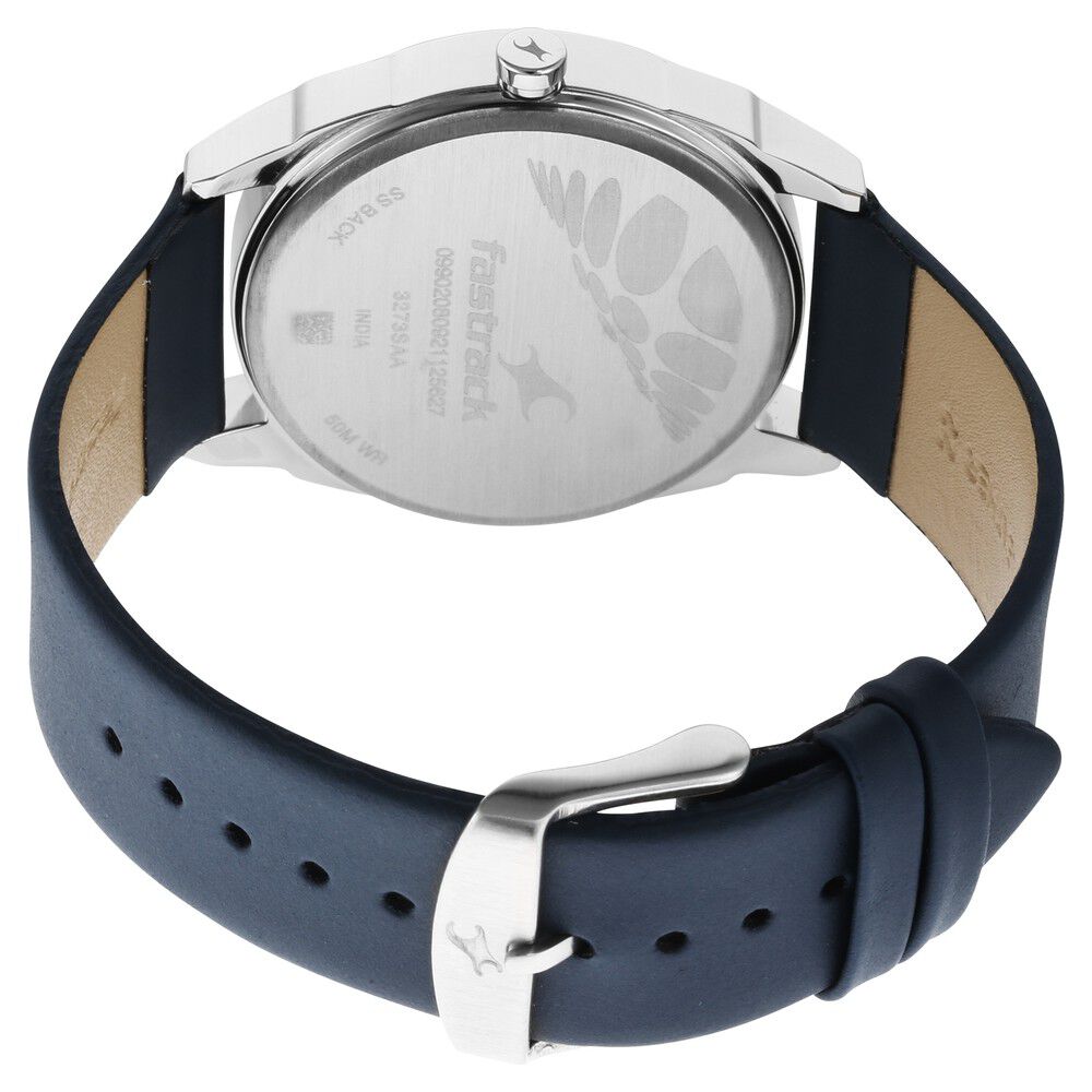 Fastrack After Dark White Dial Leather Strap Watch for Guys NR3273SL01