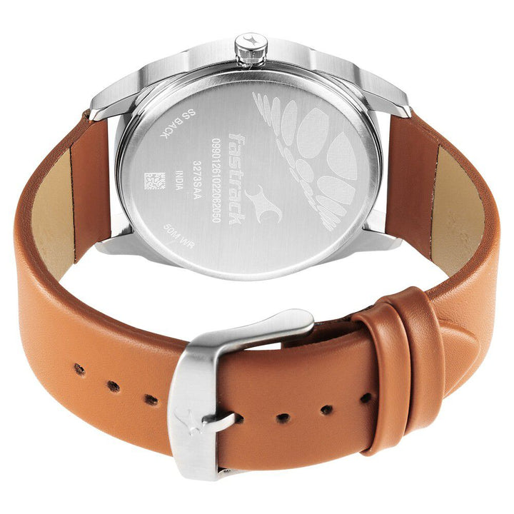 Fastrack After Dark Beige Dial Leather Strap Watch for Guys NS3273SL02