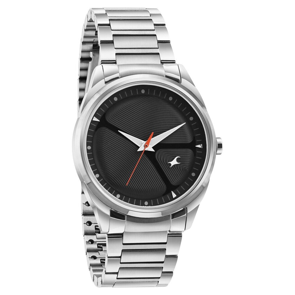 Fastrack MetaWe Quartz Analog Black Dial Stainless Steel Strap Watch For Guys 3273SM02